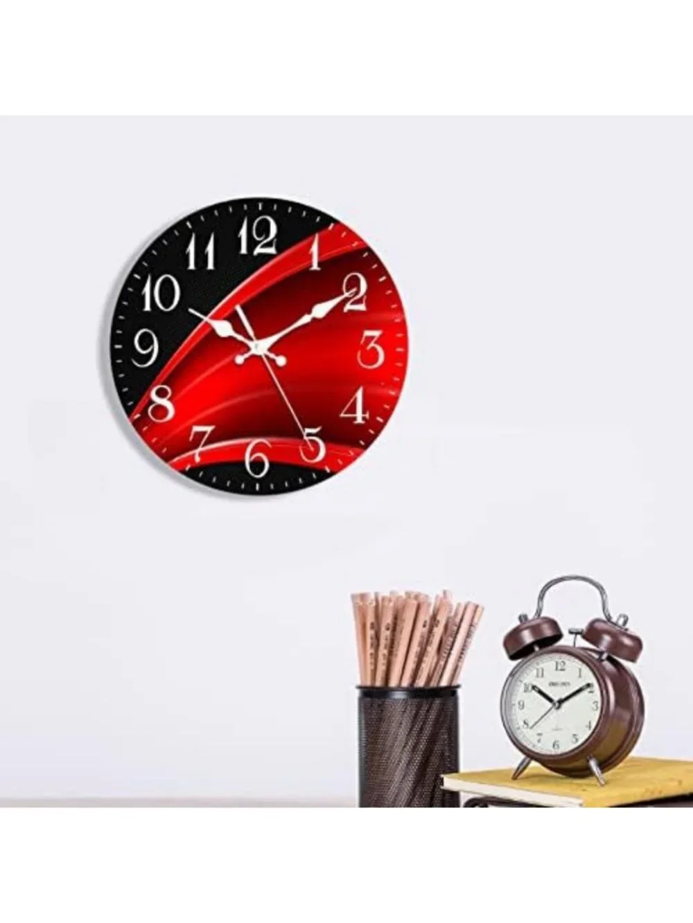 Geometric Abstract Silent Non-Ticking Round Wall Clock 12